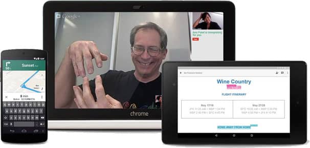 Телефон, планшет и компьютер с поддержкой специальных возможностей Google