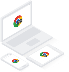 さまざまなデバイスに表示された Chrome デベロッパーのロゴ。
