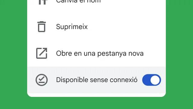 Un commutador permet que els usuaris accedeixin als seus fitxers mentre treballen sense connexió.