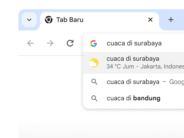 Seorang pengguna mengetik “cuaca di Paris” ke kolom URL Chrome dan hasilnya langsung terlihat.