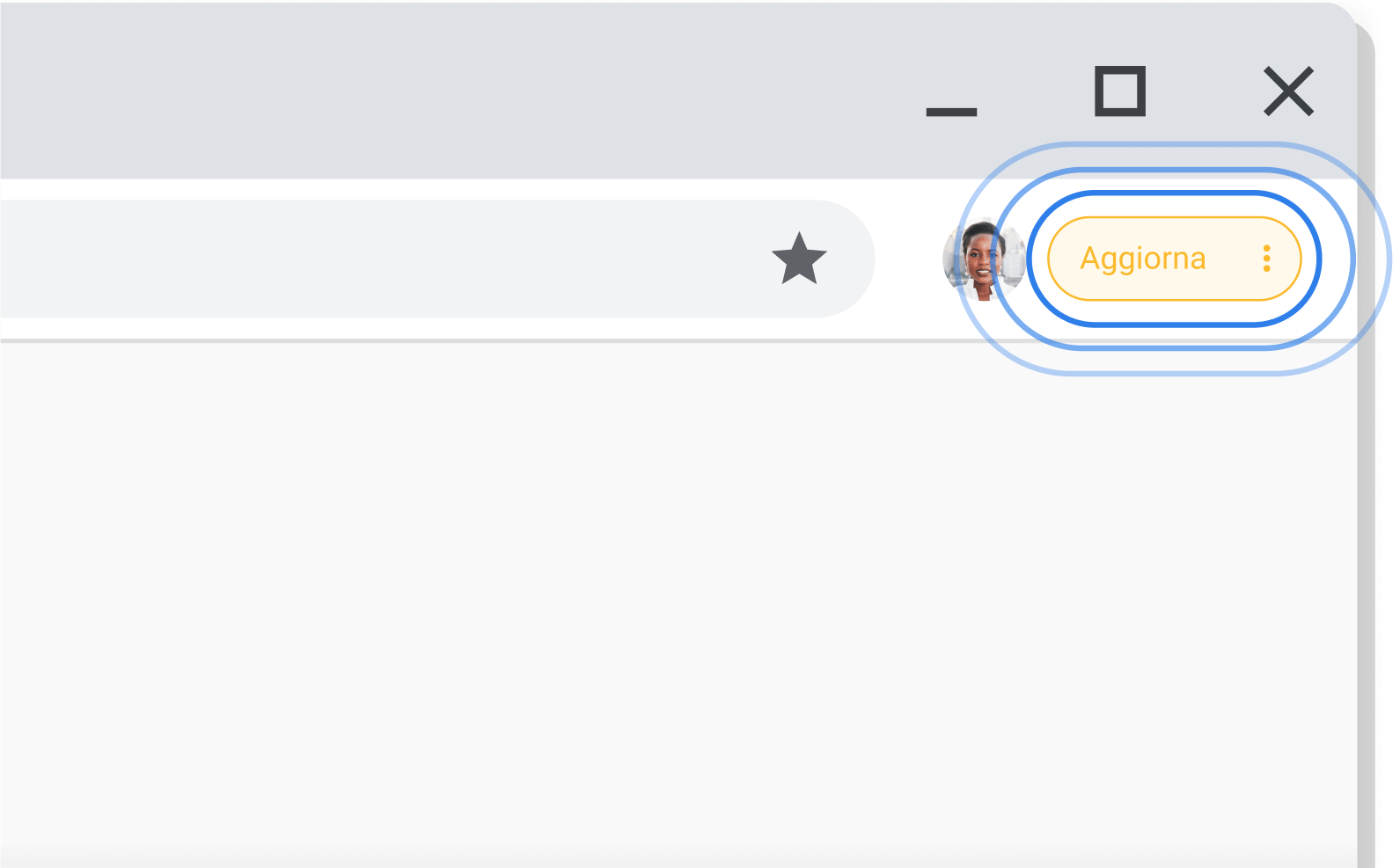 Applicare un aggiornamento in sospeso UI di Chrome che avverte della presenza di un aggiornamento in sospeso