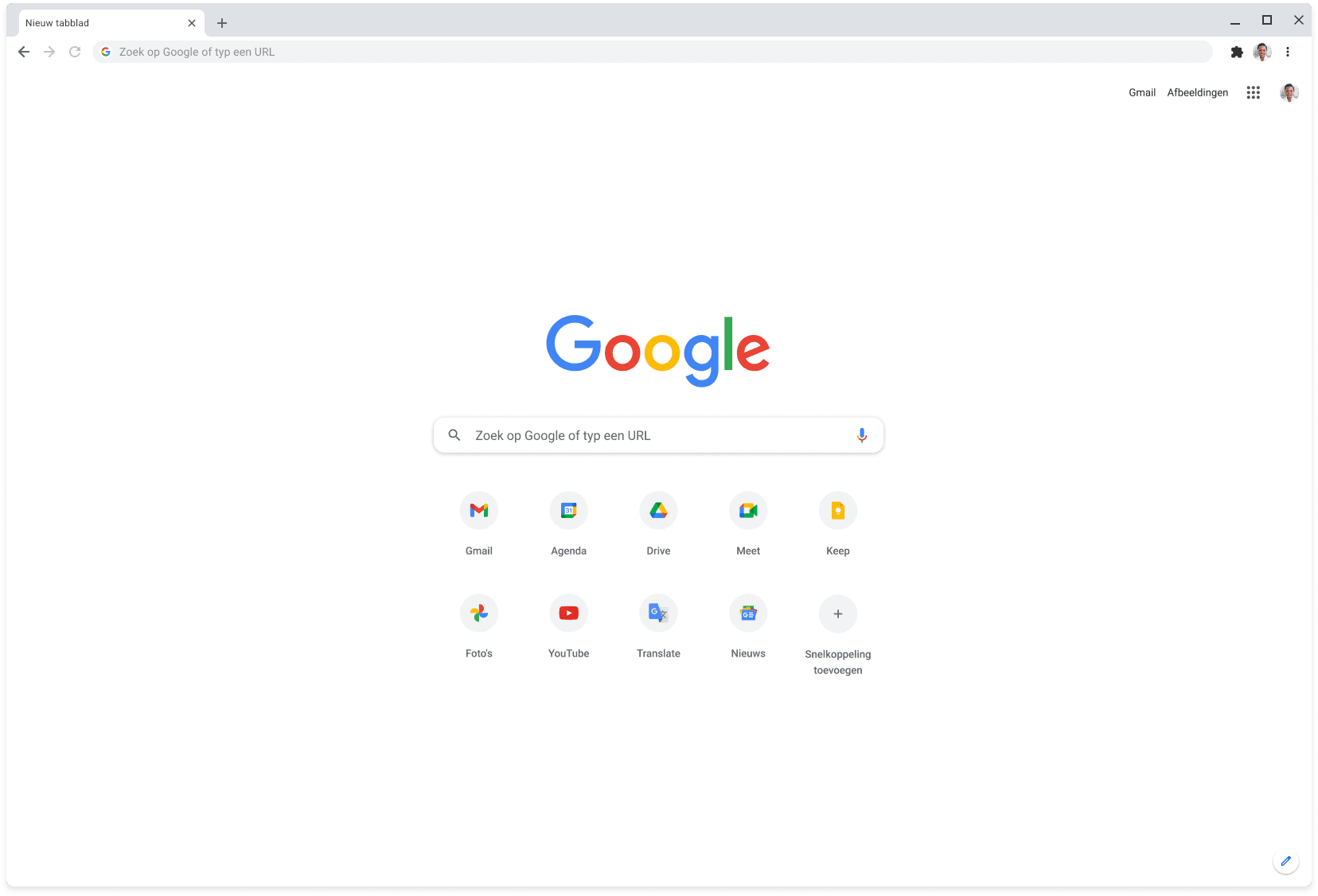 Chrome-browservenster met daarin Google.com.
