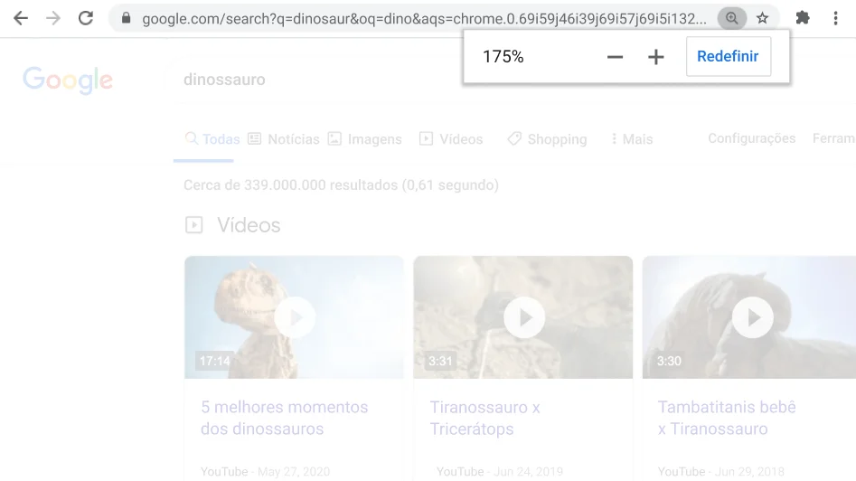 Janela do navegador Chrome aberta em uma página da Web com a função 
