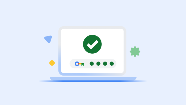 Ekran laptopa z dużym zielonym znacznikiem wyboru i paskiem postępu klucza zabezpieczeń.