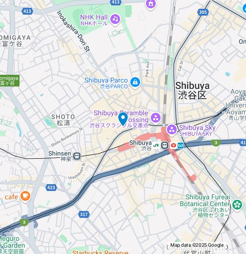 渋谷の立体y字路 Google マイマップ